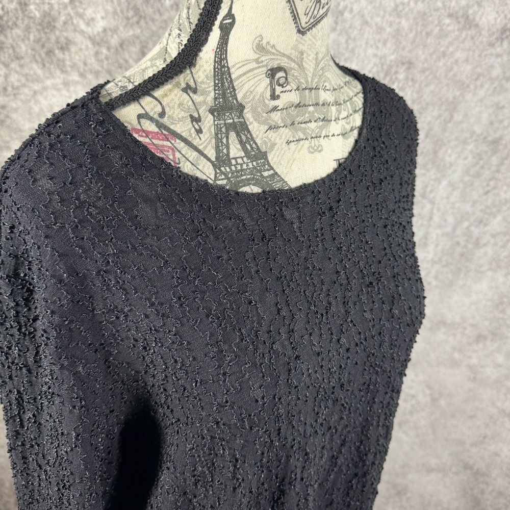 Front Street USA Black Long Sleeve Lagenlook Minimalist Crinkle Top Size XL - Picture 2 of 10